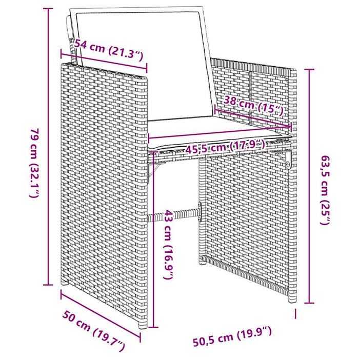 Set de masă pentru grădină cu pernă 5 pcs Gri poliratan - WALTI WALTI