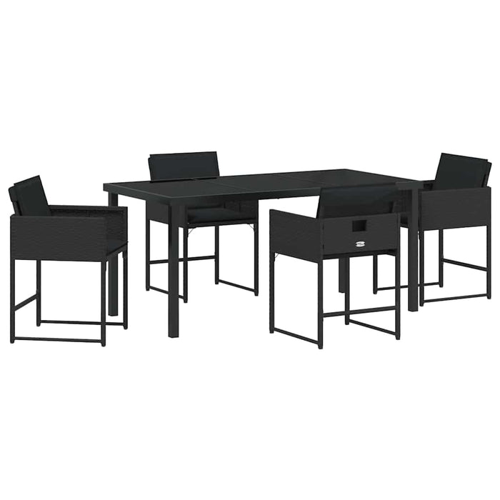 Set de masă pentru grădină cu pernă 5 pcs Negru poliratan - WALTI WALTI