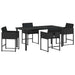 Set de masă pentru grădină cu pernă 5 pcs Negru poliratan - WALTI WALTI