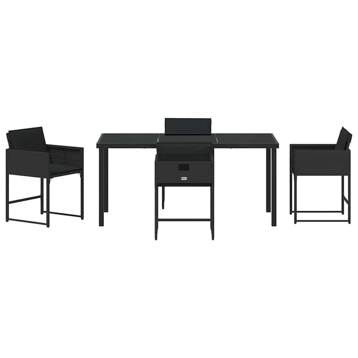 Set de masă pentru grădină cu pernă 5 pcs Negru poliratan - WALTI WALTI