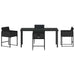 Set de masă pentru grădină cu pernă 5 pcs Negru poliratan - WALTI WALTI