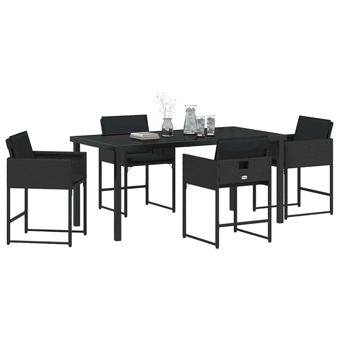 Set de masă pentru grădină cu pernă 5 pcs Negru poliratan - WALTI WALTI