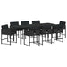 Set de masă pentru grădină cu pernă 9 pcs Negru poliratan - WALTI WALTI