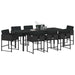 Set de masă pentru grădină cu pernă 9 pcs Negru poliratan - WALTI WALTI