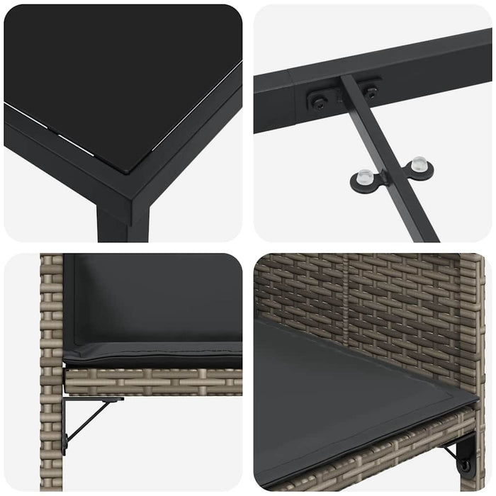 Set de masă pentru grădină cu pernă 9 pcs Gri poliratan - WALTI WALTI