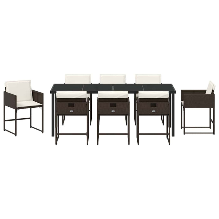 Set de masă pentru grădină cu pernă 9 pcs Maro poliratan - WALTI WALTI