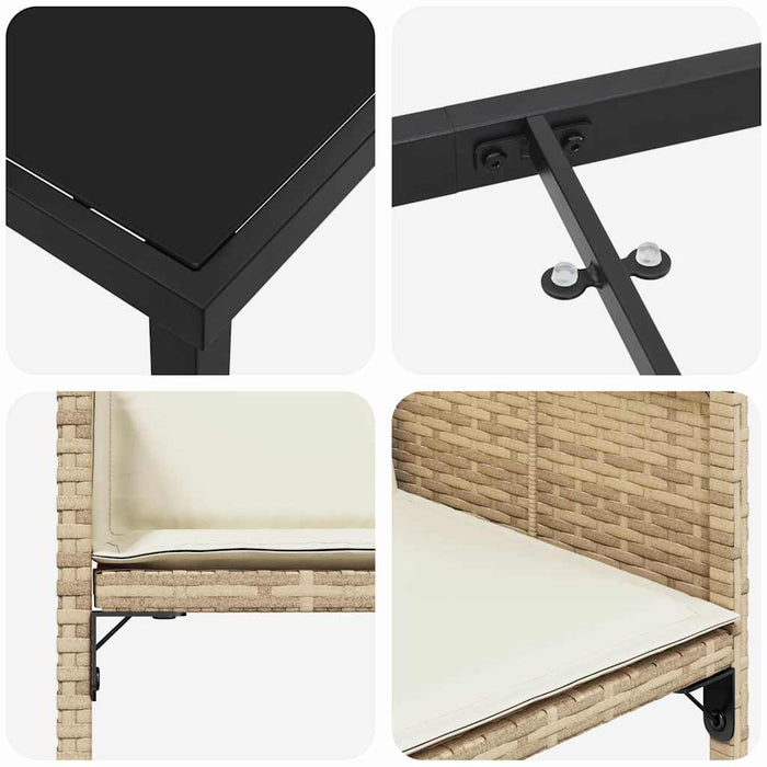 Set de masă pentru grădină cu pernă 9 pcs Bej poliratan - WALTI WALTI
