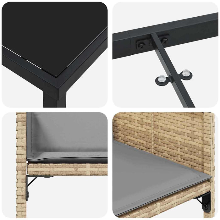 Set de masă pentru grădină cu pernă 9 pcs Bej poliratan - WALTI WALTI