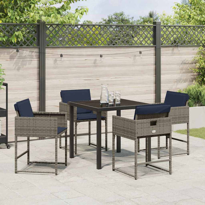 Set de masă pentru grădină cu pernă 5 pcs Gri Rattan poli - WALTI WALTI