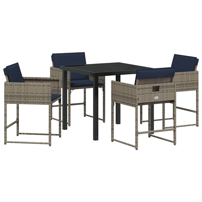 Set de masă pentru grădină cu pernă 5 pcs Gri Rattan poli - WALTI WALTI