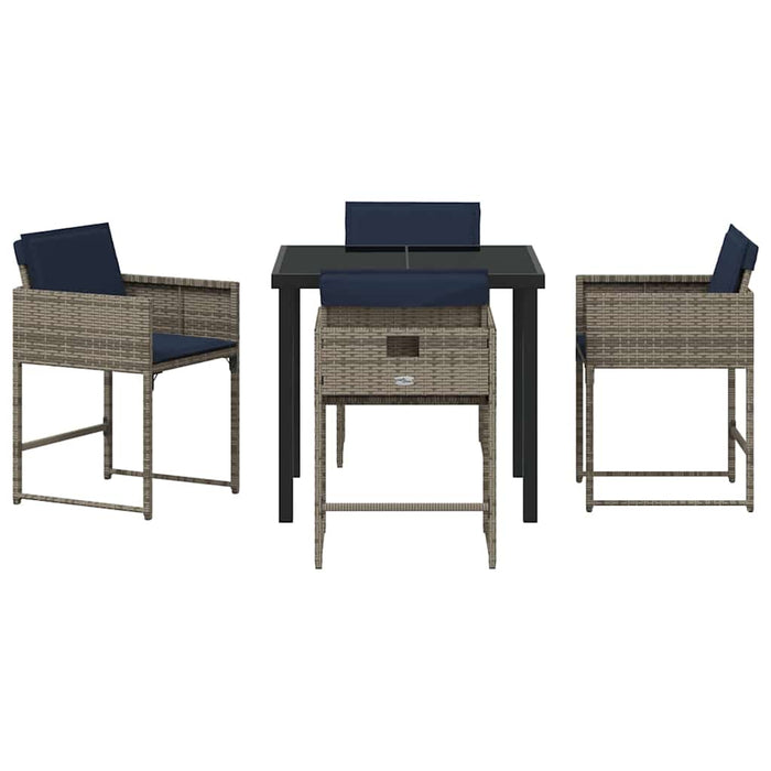 Set de masă pentru grădină cu pernă 5 pcs Gri Rattan poli - WALTI WALTI