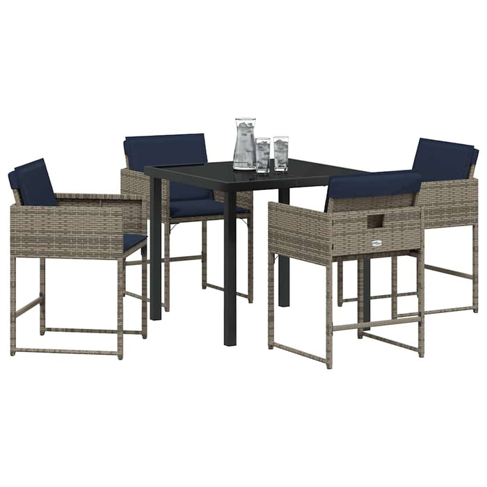 Set de masă pentru grădină cu pernă 5 pcs Gri Rattan poli - WALTI WALTI