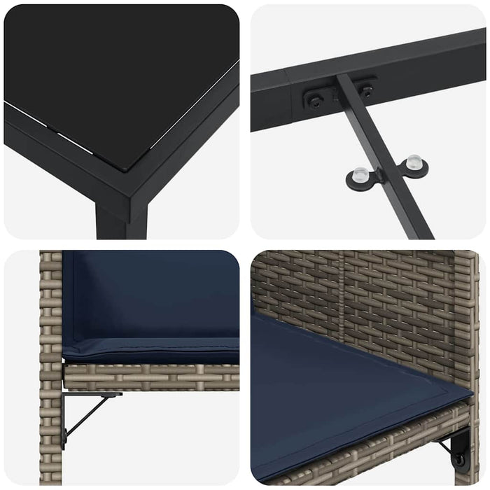 Set de masă pentru grădină cu pernă 5 pcs Gri poliratan - WALTI WALTI
