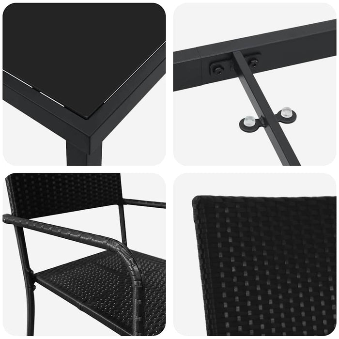 Set de masă pentru grădină cu pernă 5 pcs Negru poliratan - WALTI WALTI