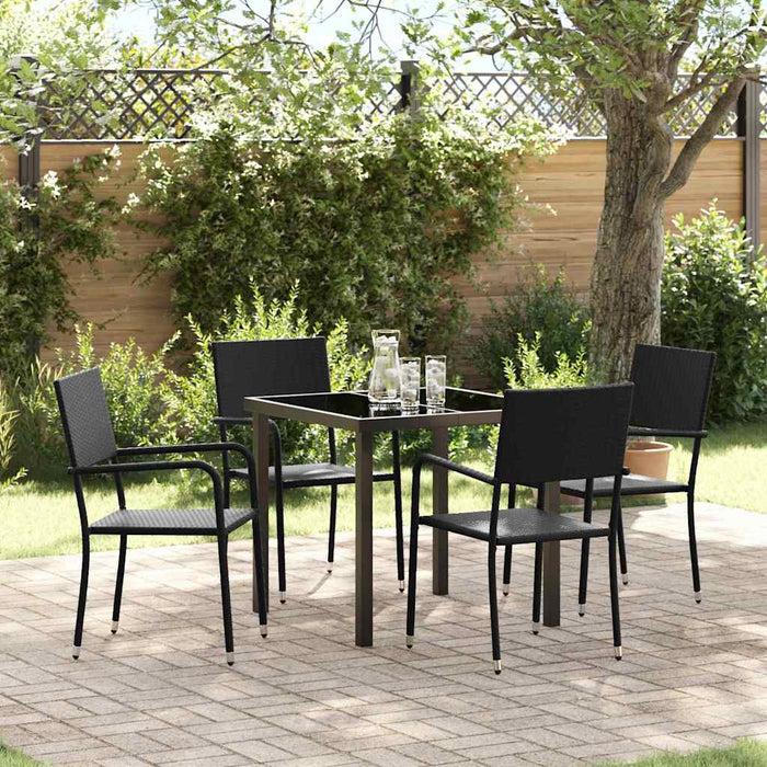 Set de masă pentru grădină cu pernă 5 pcs Negru poliratan - WALTI WALTI