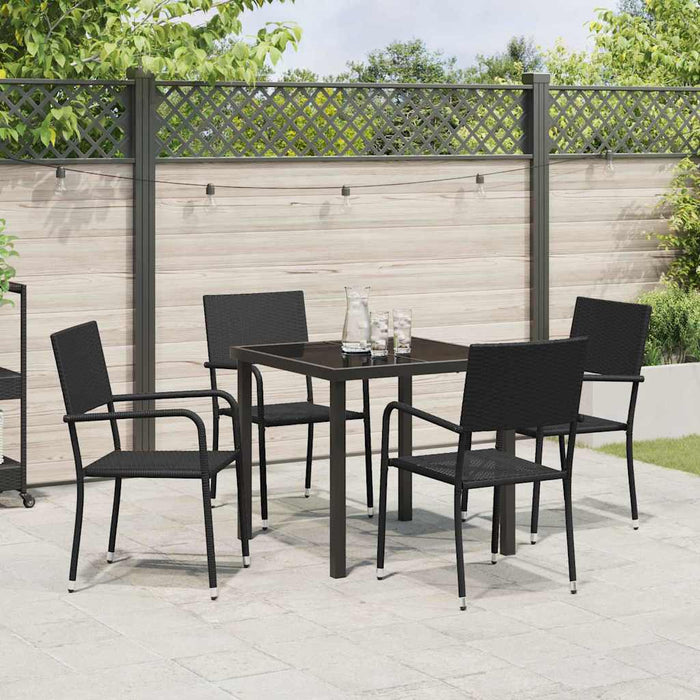 Set de masă pentru grădină cu pernă 5 pcs Negru poliratan - WALTI WALTI