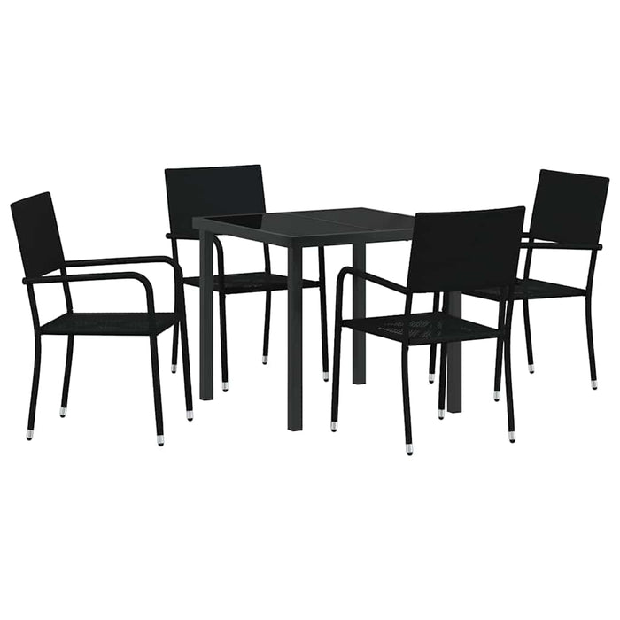Set de masă pentru grădină cu pernă 5 pcs Negru poliratan - WALTI WALTI