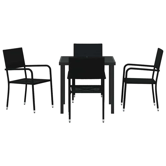 Set de masă pentru grădină cu pernă 5 pcs Negru poliratan - WALTI WALTI