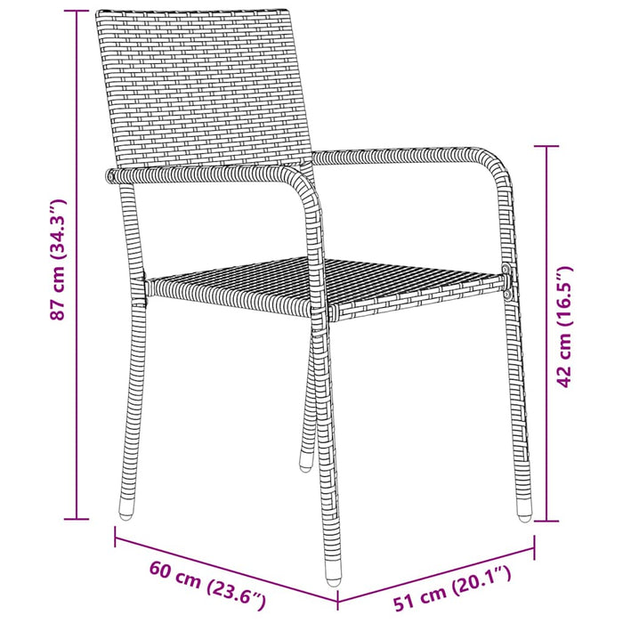 Set de masă pentru grădină cu pernă 5 pcs Negru poliratan - WALTI WALTI