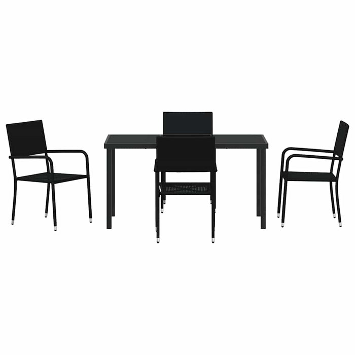 Set de masă pentru grădină cu pernă 5 pcs Negru poliratan WALTI