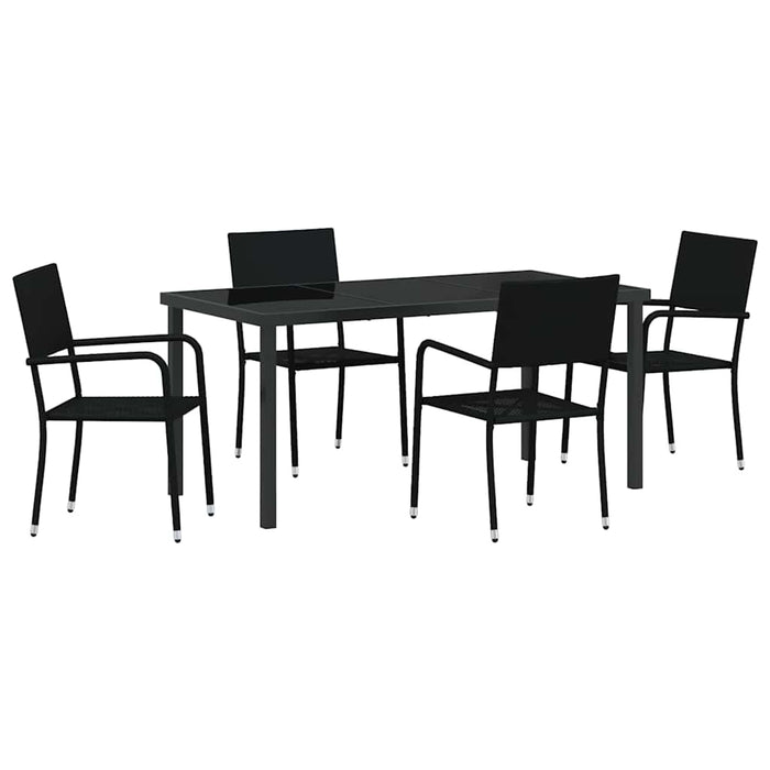 Set de masă pentru grădină cu pernă 5 pcs Negru poliratan - WALTI WALTI