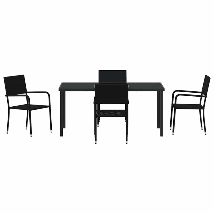 Set de masă pentru grădină cu pernă 5 pcs Negru poliratan - WALTI WALTI