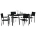 Set de masă pentru grădină cu pernă 5 pcs Negru poliratan - WALTI WALTI