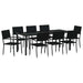 Set de masă pentru grădină cu pernă 9 pcs Negru poliratan - WALTI WALTI