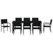 Set de masă pentru grădină cu pernă 9 pcs Negru poliratan - WALTI WALTI