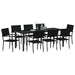 Set de masă pentru grădină cu pernă 9 pcs Negru poliratan - WALTI WALTI