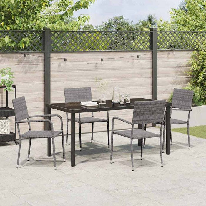 Set de masă pentru grădină cu pernă 5 pcs Gri poliratan WALTI