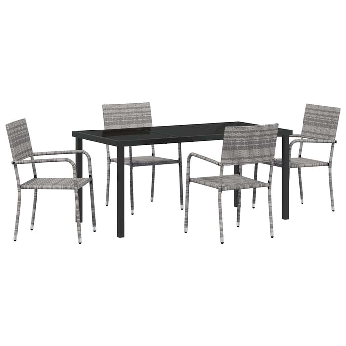 Set de masă pentru grădină cu pernă 5 pcs Gri poliratan WALTI