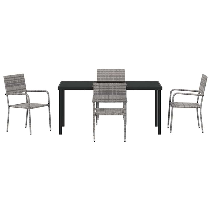 Set de masă pentru grădină cu pernă 5 pcs Gri poliratan WALTI