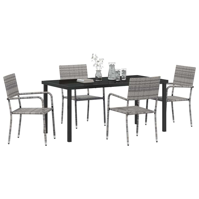 Set de masă pentru grădină cu pernă 5 pcs Gri poliratan WALTI