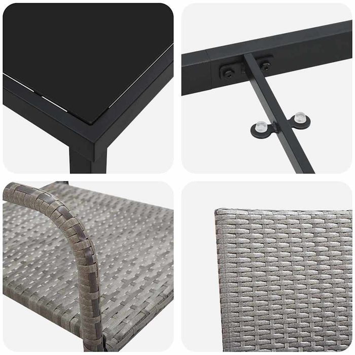 Set de masă pentru grădină cu pernă 7 pcs Gri poliratan - WALTI WALTI
