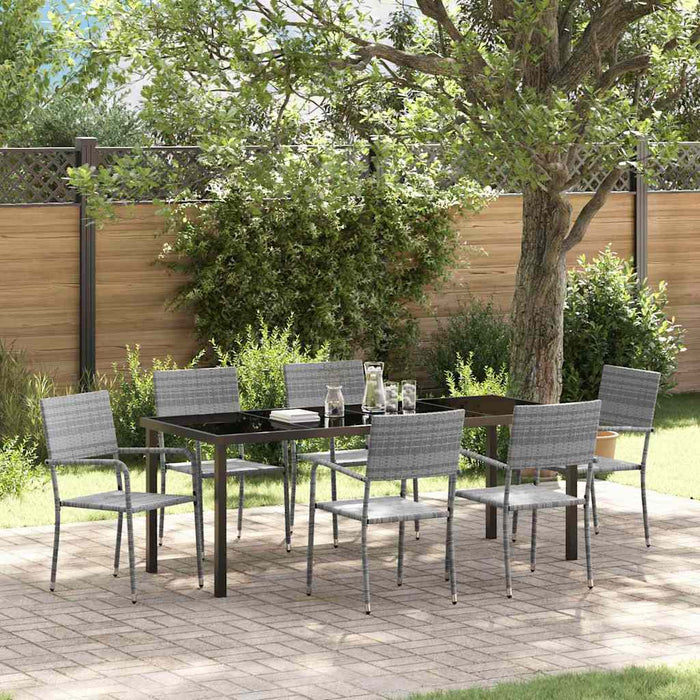 Set de masă pentru grădină cu pernă 7 pcs Gri poliratan - WALTI WALTI