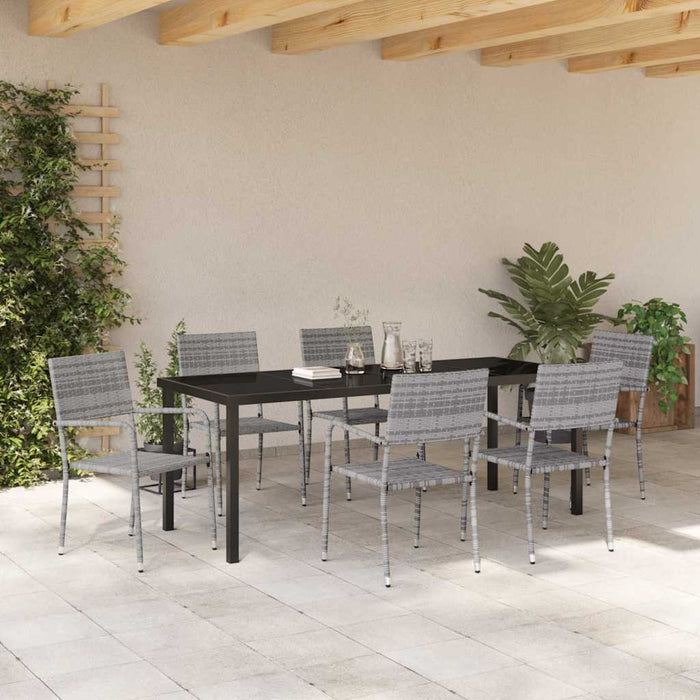 Set de masă pentru grădină cu pernă 7 pcs Gri poliratan - WALTI WALTI