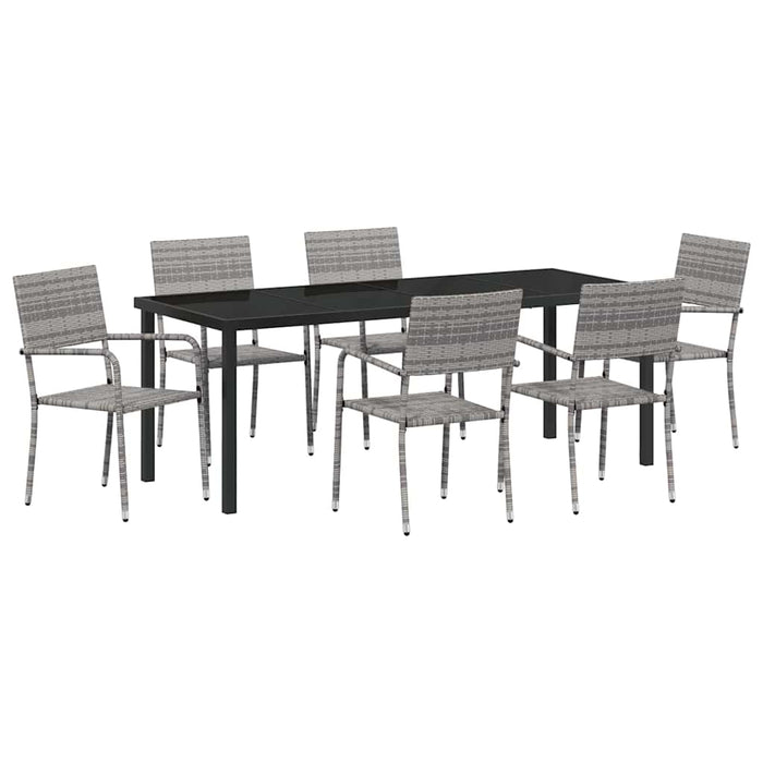 Set de masă pentru grădină cu pernă 7 pcs Gri poliratan - WALTI WALTI