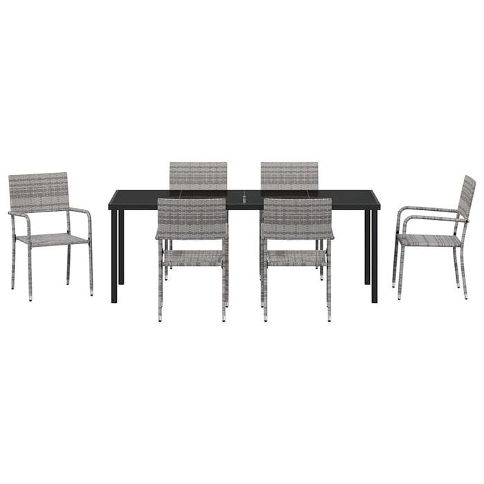 Set de masă pentru grădină cu pernă 7 pcs Gri poliratan - WALTI WALTI