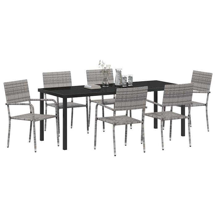 Set de masă pentru grădină cu pernă 7 pcs Gri poliratan - WALTI WALTI