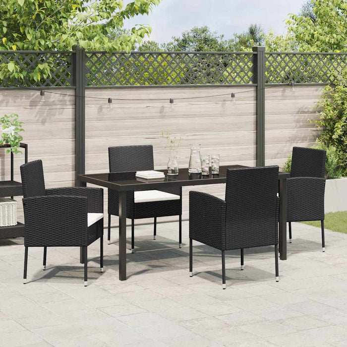 Set de masă pentru grădină cu pernă 5 pcs Negru poliratan - WALTI WALTI