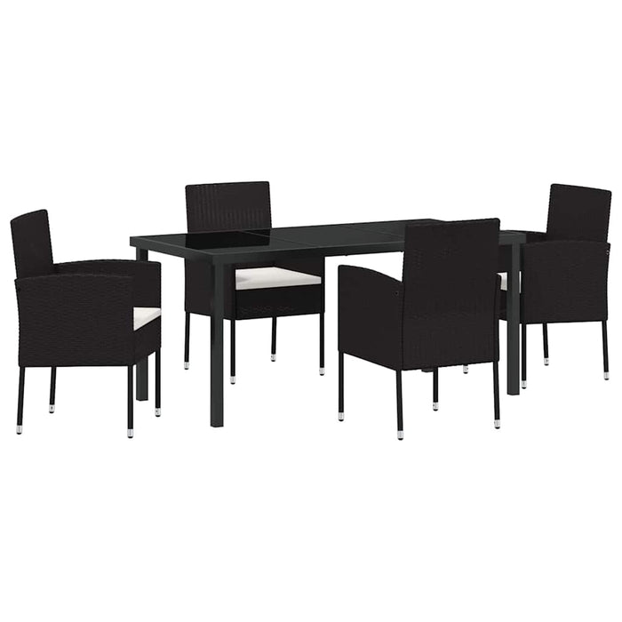Set de masă pentru grădină cu pernă 5 pcs Negru poliratan - WALTI WALTI