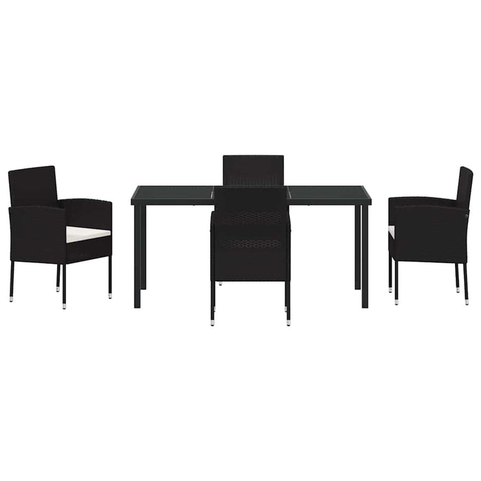 Set de masă pentru grădină cu pernă 5 pcs Negru poliratan - WALTI WALTI