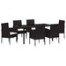 Set de masă pentru grădină cu pernă 7 pcs Negru poliratan - WALTI WALTI