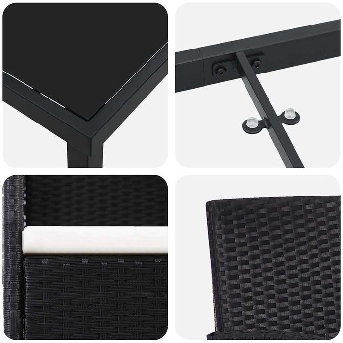 Set de masă pentru grădină cu pernă 9 pcs Negru poliratan - WALTI WALTI