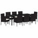 Set de masă pentru grădină cu pernă 9 pcs Negru poliratan - WALTI WALTI