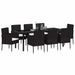 Set de masă pentru grădină cu pernă 9 pcs Negru poliratan - WALTI WALTI