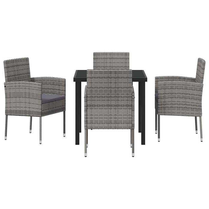 Set de masă pentru grădină cu pernă 5 pcs Gri poliratan WALTI