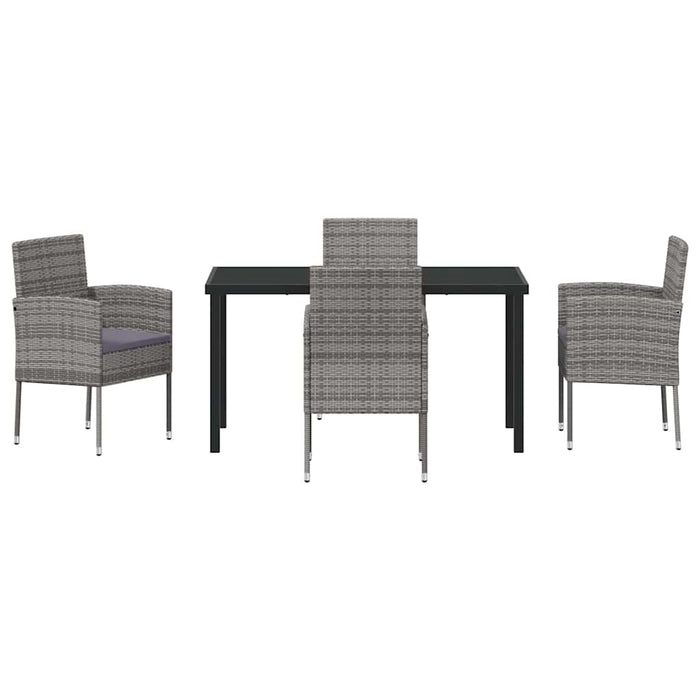 Set de masă pentru grădină cu pernă 5 pcs Gri poliratan WALTI