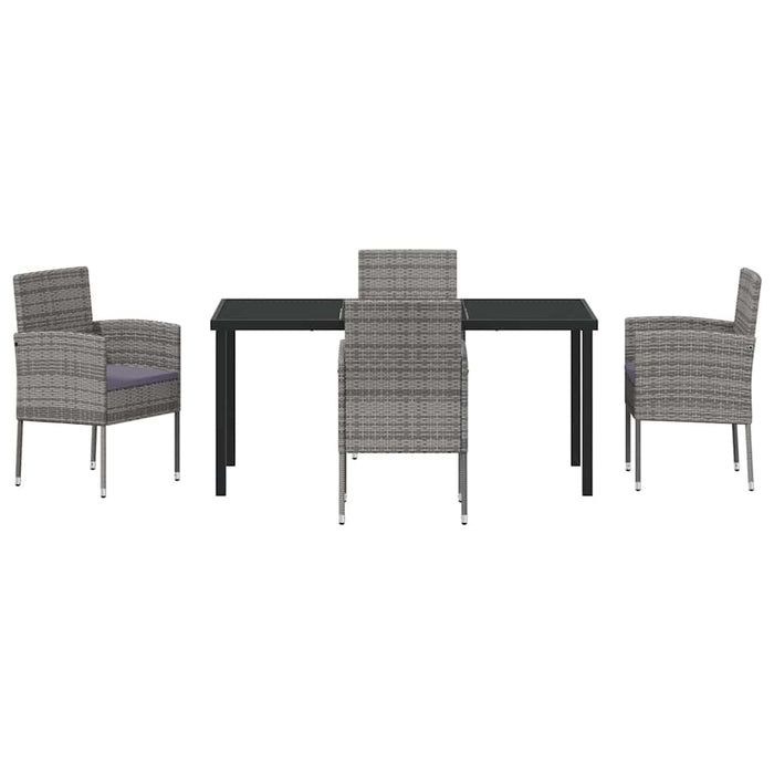 Set de masă pentru grădină cu pernă 5 pcs Gri poliratan WALTI